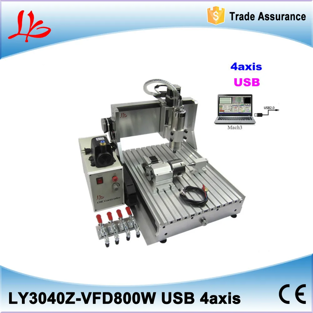 Router CNC Engraver/Engraving Drilling and Milling Machine LY CNC 3040Z-VFD800W USB 4 Axis
