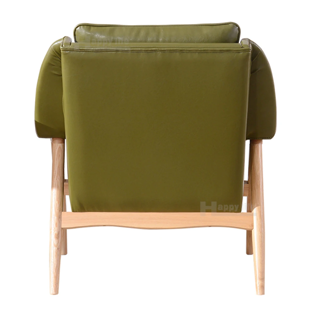 2016 new European style unique design wooden living room single seat leather sofa