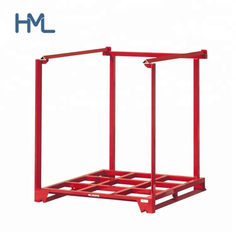 Warehouse folding mild steel square tube secure heavy duty stackable metal pallet storage nestainer rack