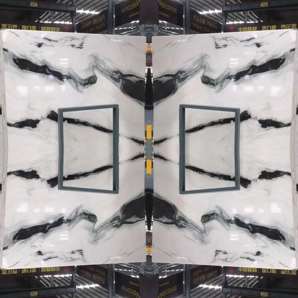 Stock Supply Book Match Panda White Marble Stone Slabs