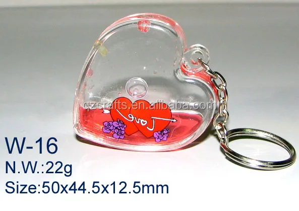 Heart shape model plastic water globe keychain