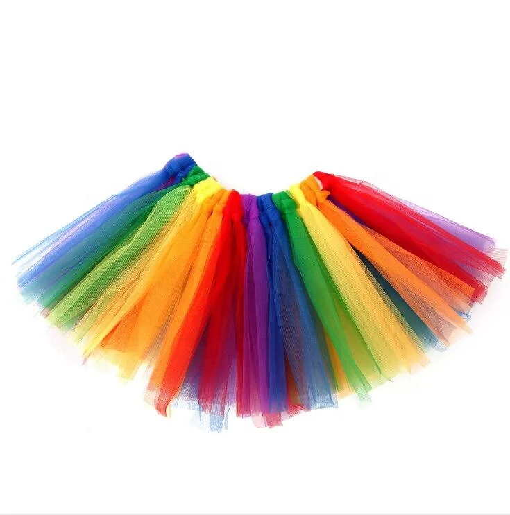 Girl rainbow tulle tutu skirt