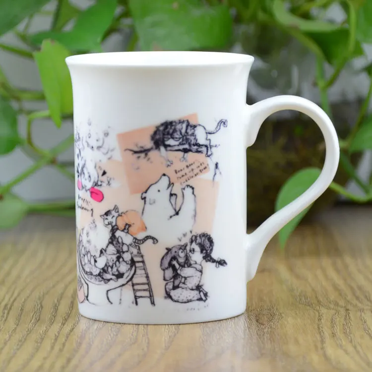  Оптовая продажа кофейные кружки Mida из костяного фарфора объемом 10 унций сублимационные на заказ с широким горлом