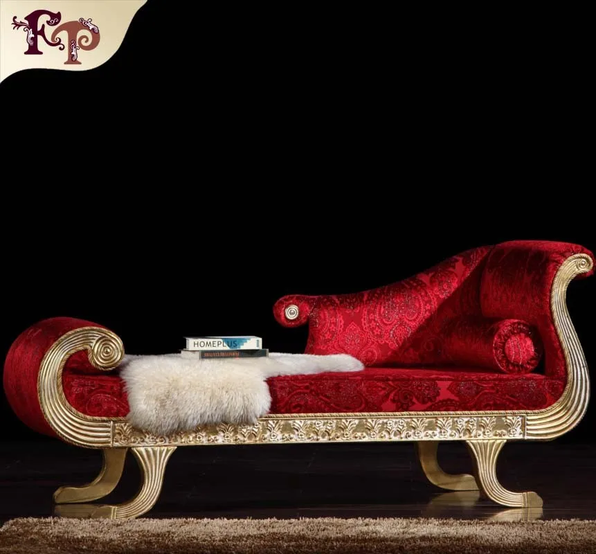 Roman style furniture - solid wood hand craft cracking paint chaise lounge