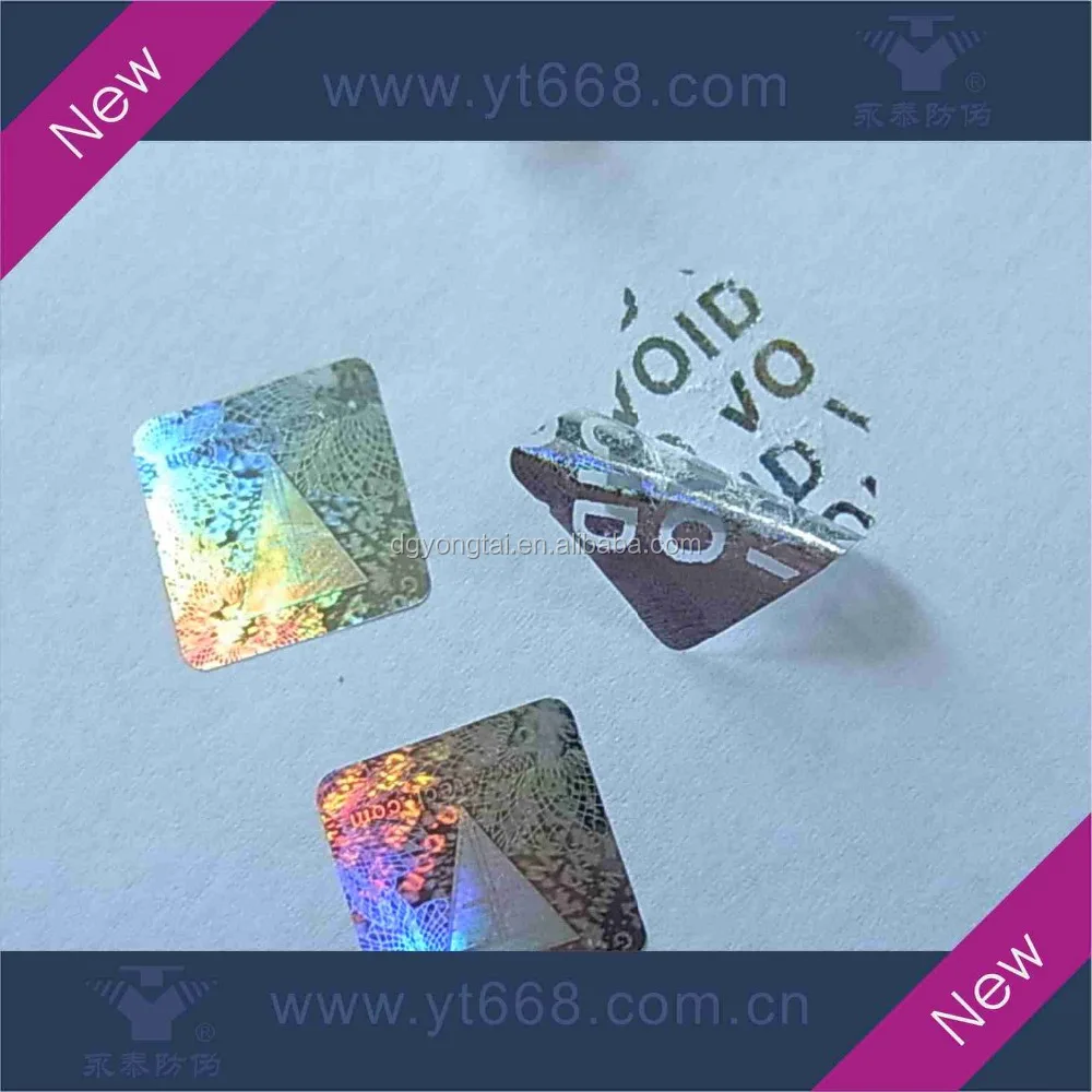 Warranty VOID tamper proof hologram seal label with rainbow holographic effect