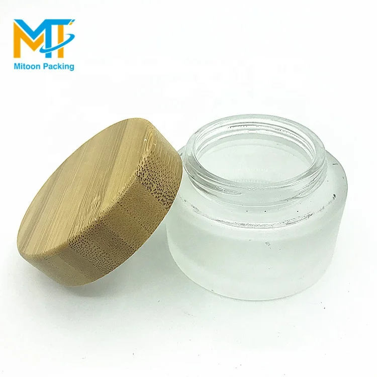 5 г 15 г 30 г 50 г 100 г Матовая косметическая стеклянная банка с бамбуковой винтовой крышкой