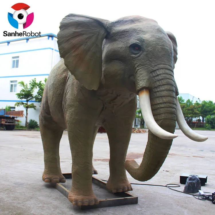Life Sized Animatronic Large Animal Handwork Elephant Model in Zoo