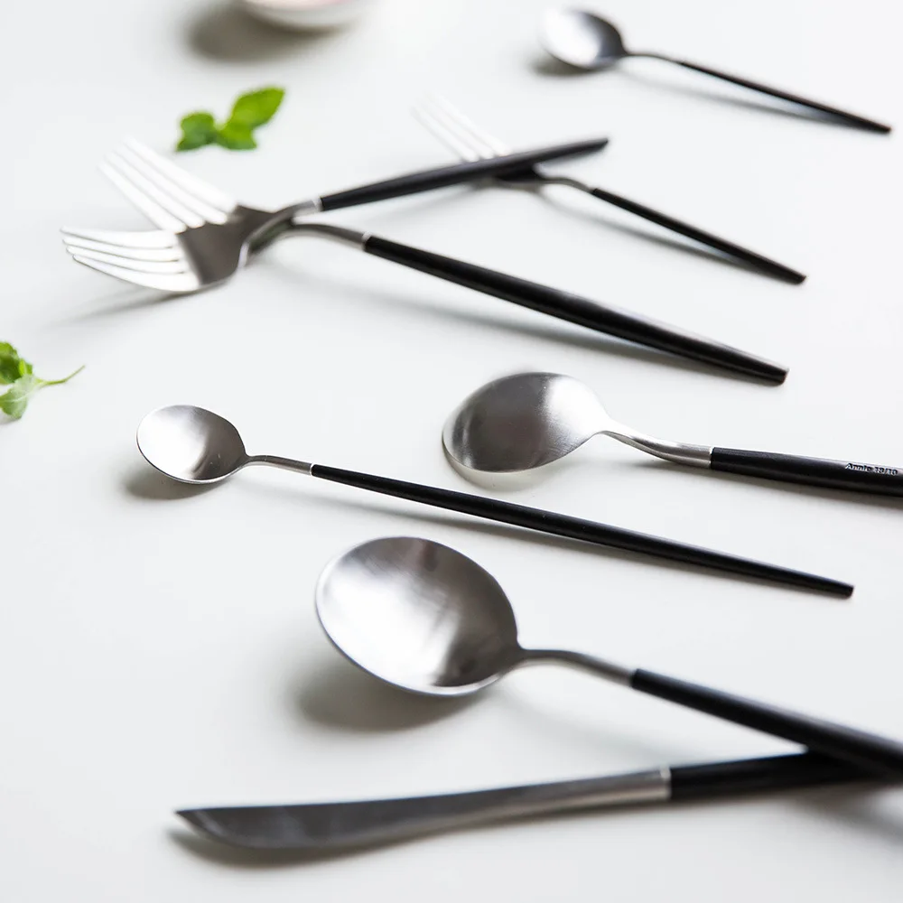 
30% OFF Discount Inexpens 18/10 Stainless steel cutipol cutlery with PVD gold black coating flatware set 