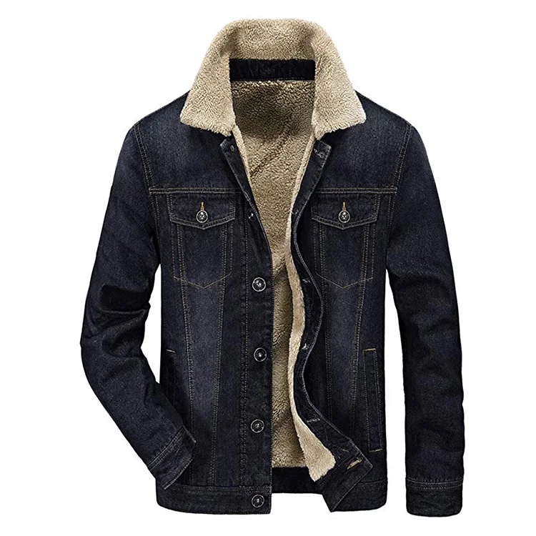 Оптовая продажа с фабрики, Мужская теплая джинсовая куртка с мехом на осень и зиму