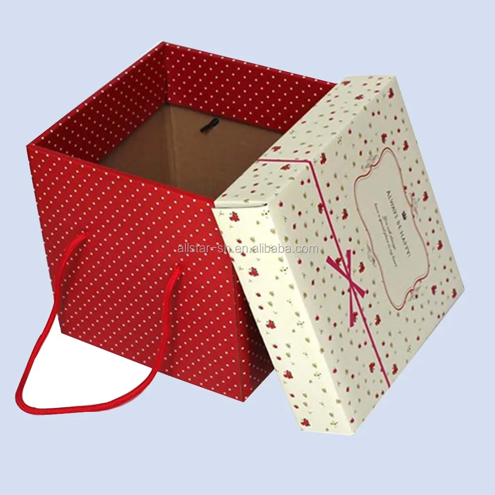 Пользовательские Площадь Цвет Большие Картонные Подарочные Коробки с Ручкой