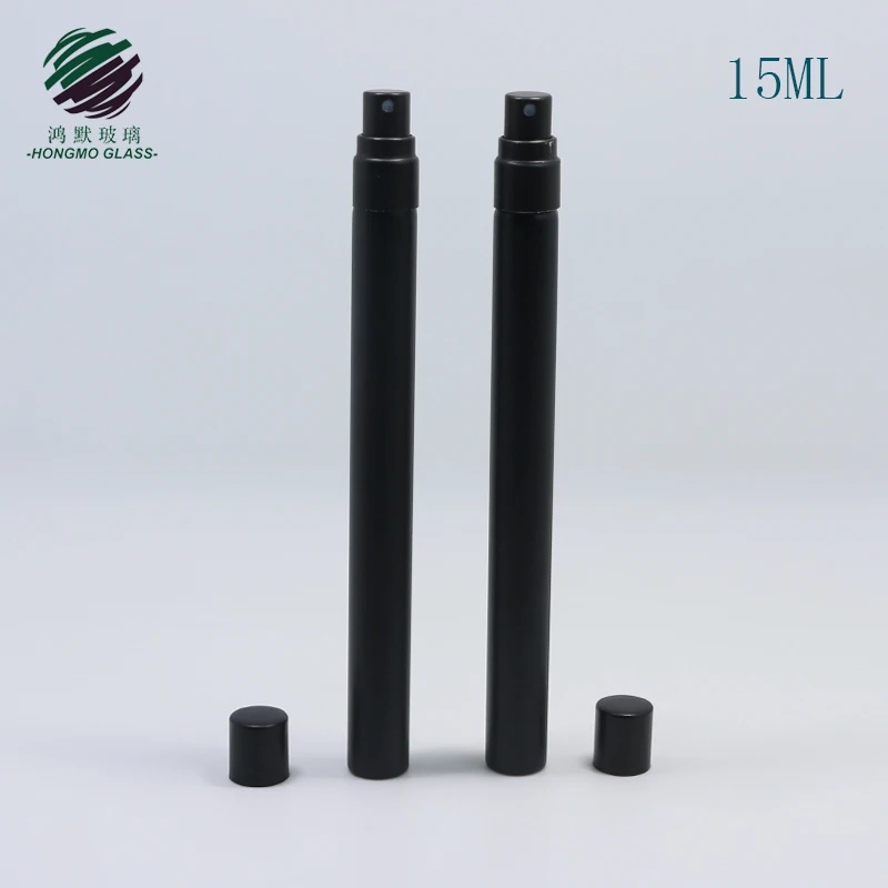 Black Slender OEM 5ml 10ml 15ml Glass Tube Pen Perfume Bottle Matte Black Frosted Glass Spray Bottle Glass Vial