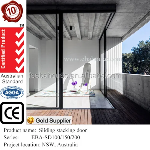 modern design corner sliding door from EBAHOUSE aluminium frame glass door double glazed doors and windows for house