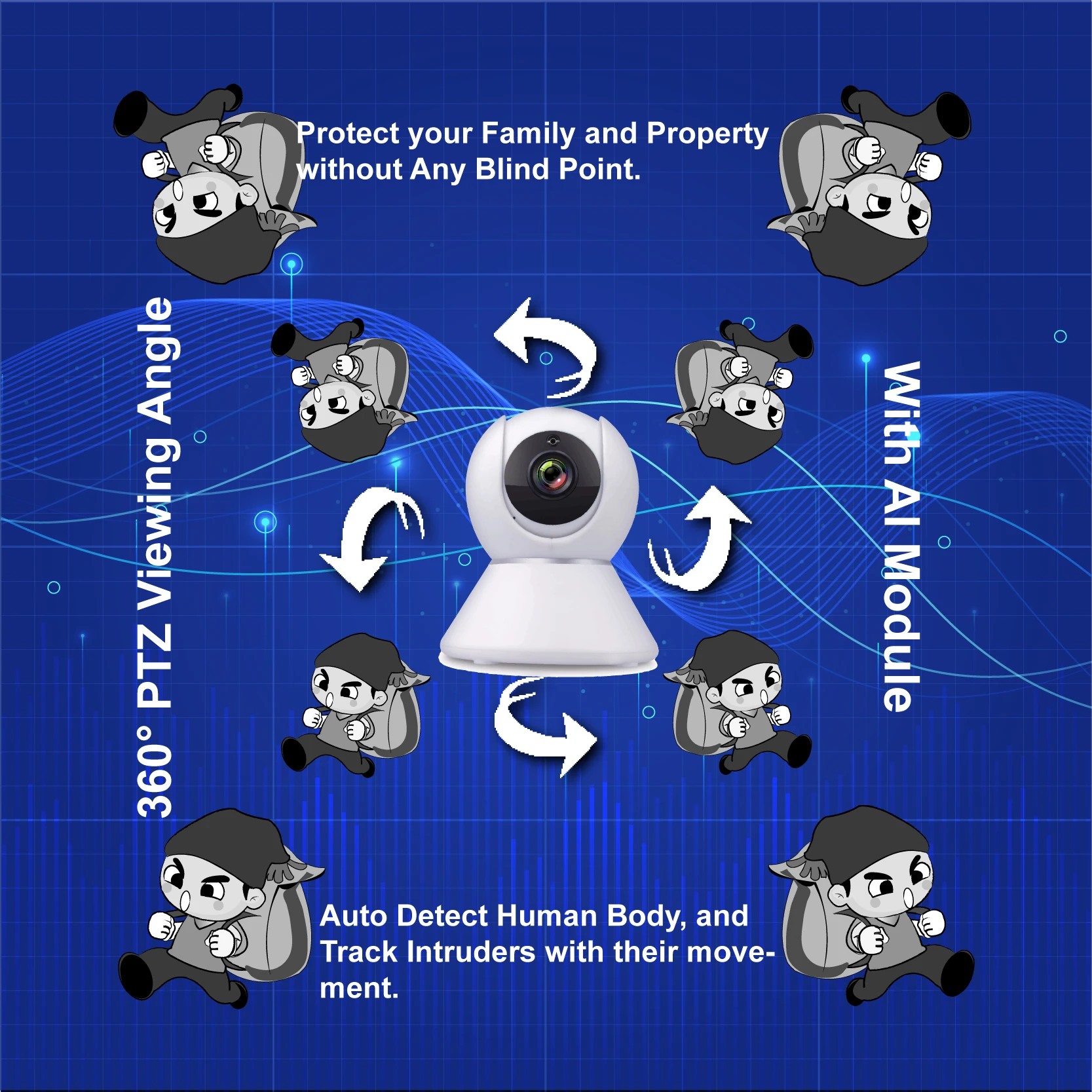 
Howell YT08 1080P WIFI Home Smart Camera Pan/Tilt Technology Wireless CCTV Camera for Home Use 