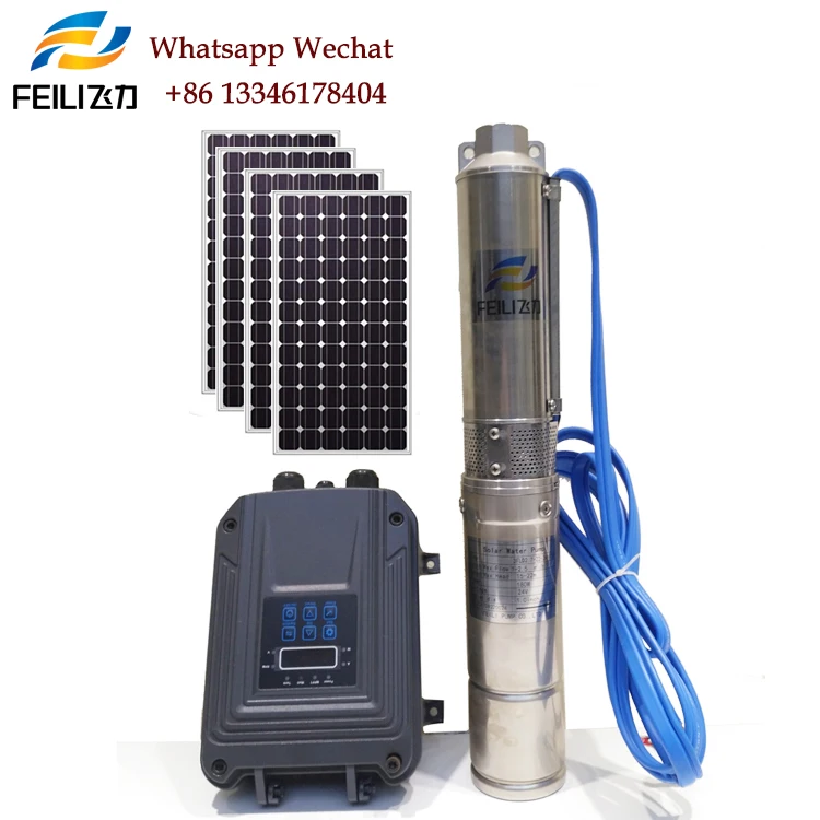 60m head automatic submersible solar powered borehole water pump 600w solar water pump for home use