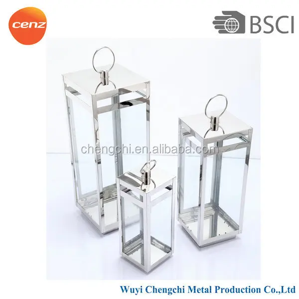 Set of 3 Indoor and Outdoor Popular Good Quality  Garden Decoration Stainless Steel Candle Lantern