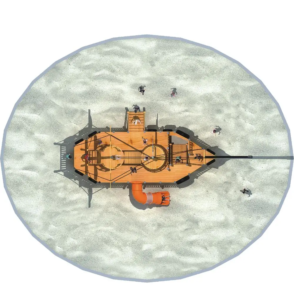 Kaiqi Commercial Large Pirate Ship Theme Kids Entertainment Outdoor Wooden Playground Equipment