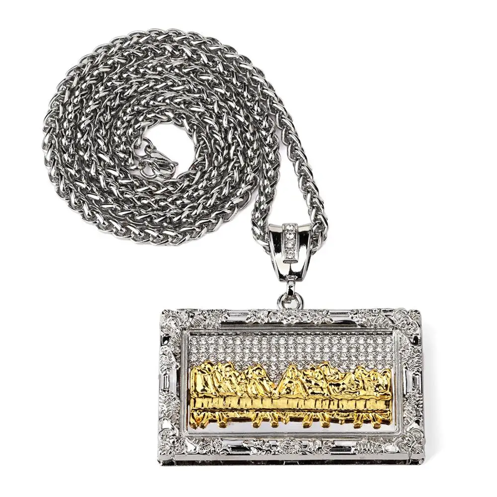 The last supper, Jesus necklace pendant, high quality thick 18 k gold plating hip hop jewelry YSS984
