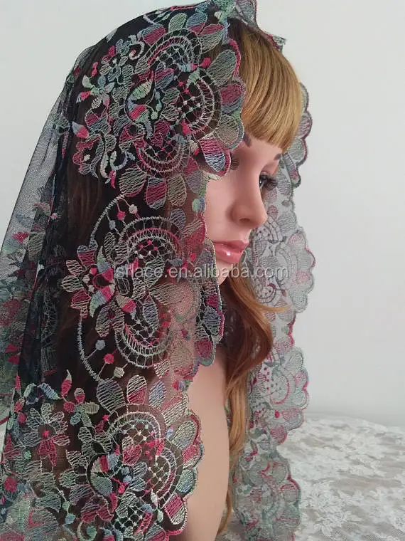 
Colorful Lace Chapel Scarf Catholic Wedding Lace Veil 