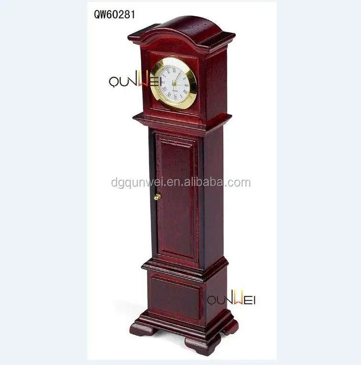 Dollhouse Miniature 1:12 Scale Walnut Quartz Clock QW60281