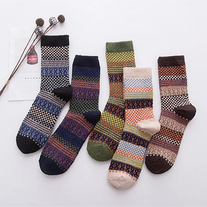 
mens Rabbit Wool Thermal Christmas tree Socks Ultra BootCustomized Thick breathable Knitted Factory Happy Socks 