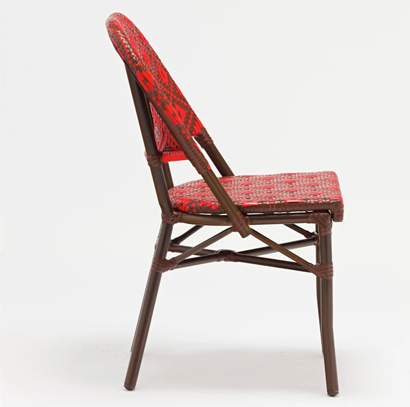 Modern Furniture Garden Chair French Cafe Bistro Rattan Wicker Chair Red Color