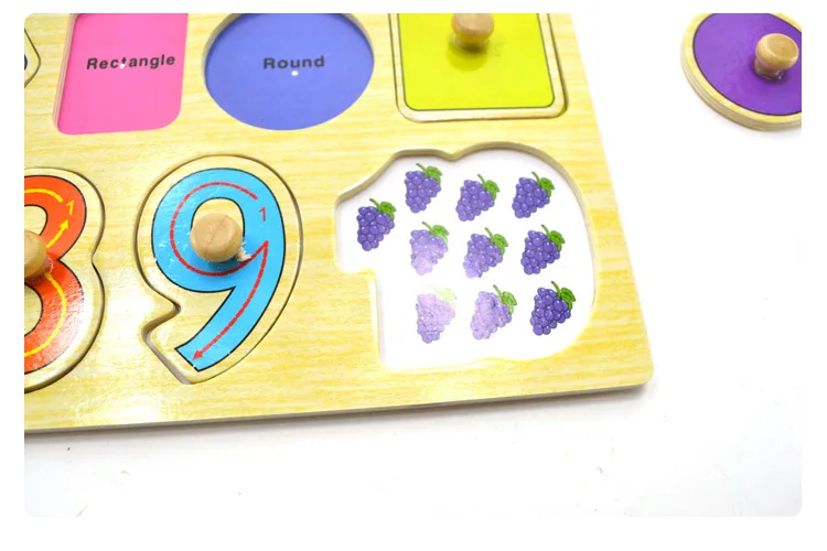 Early education Colorful 3D Puzzle Hand grasp plate makeup Wooden peg Puzzles
