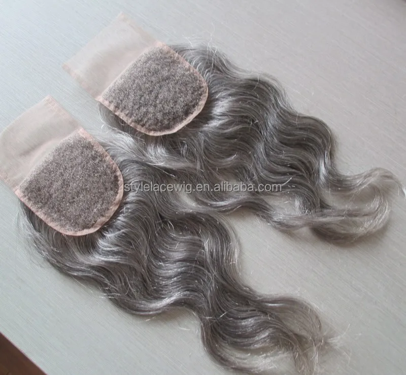 Wholesale peruvian hair weave bundles grey hair closure