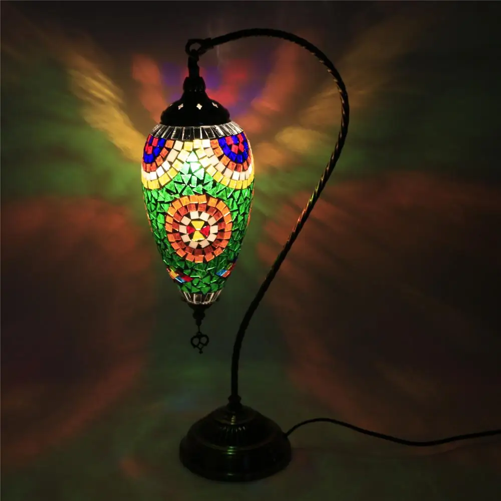 
2018 New Design s home decorative (TS1O01) glass material Handmade Mosaic Art table Turkish Lamp 