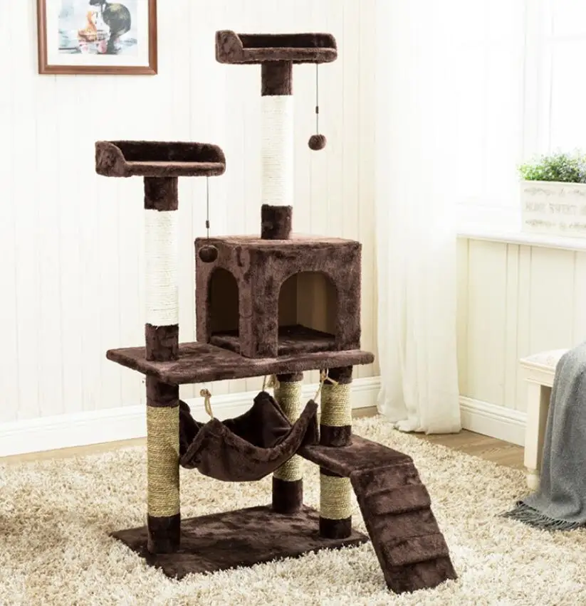 Cute  boom amusing cat scratcher with swing toy wholesale indoor cat furniture