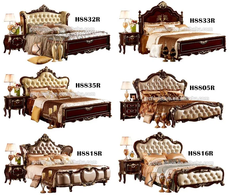 H8830R indian royal style furniture antique gold bedroom sets american design