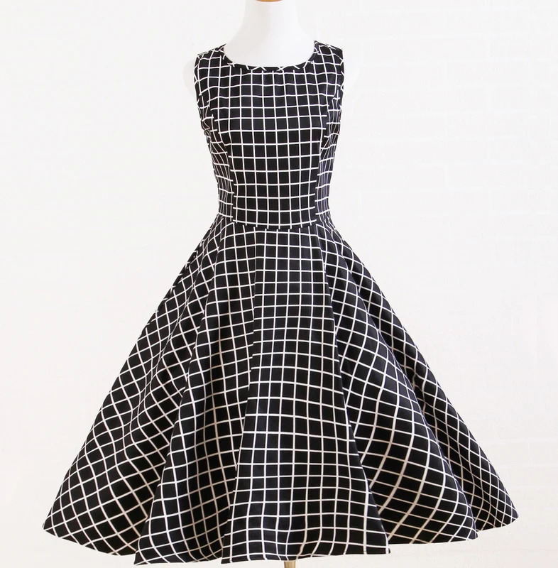 Free Shipping Summer Black White Plaid Designer Party Dresses For Women