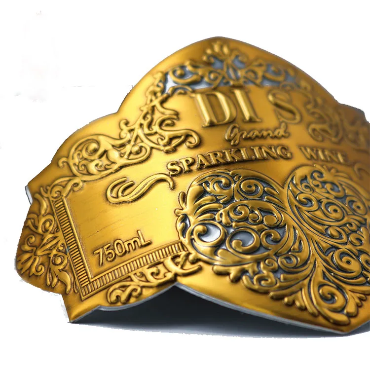 
Various style deluxe personalize private custom gold metal emboss wine label 