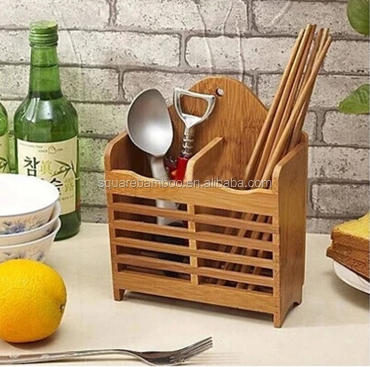 Bamboo Utensil Holder tool holder utensil caddy basket
