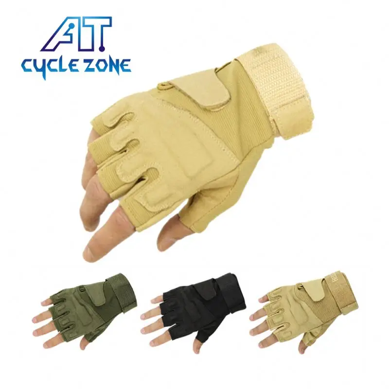 RTS bicycle riding half-finger gloves with microfiber reflective strips thickened anti-fall wear-resistant shock-absorbing glove