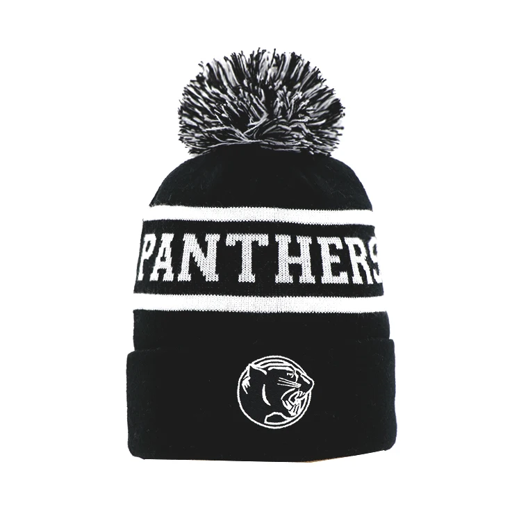 Embroidery Logo Classic Black Fashion Warm Custom Color Knitted Ski Beanies Cap Hat