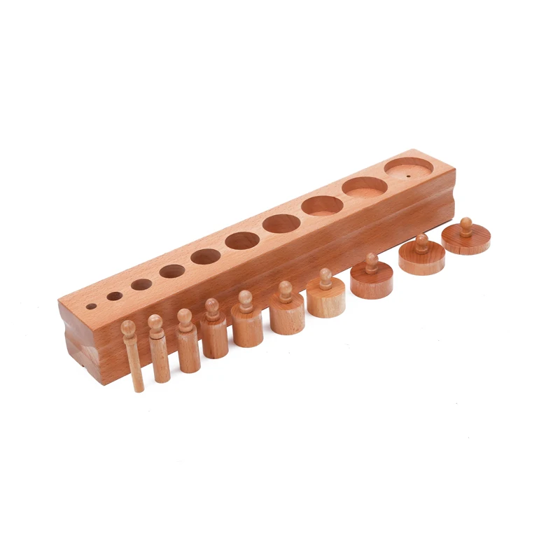 Wooden Educational Toys Montessori Teaching Toys Wood Socket Cylinder Block (Set of 4) For Toddler