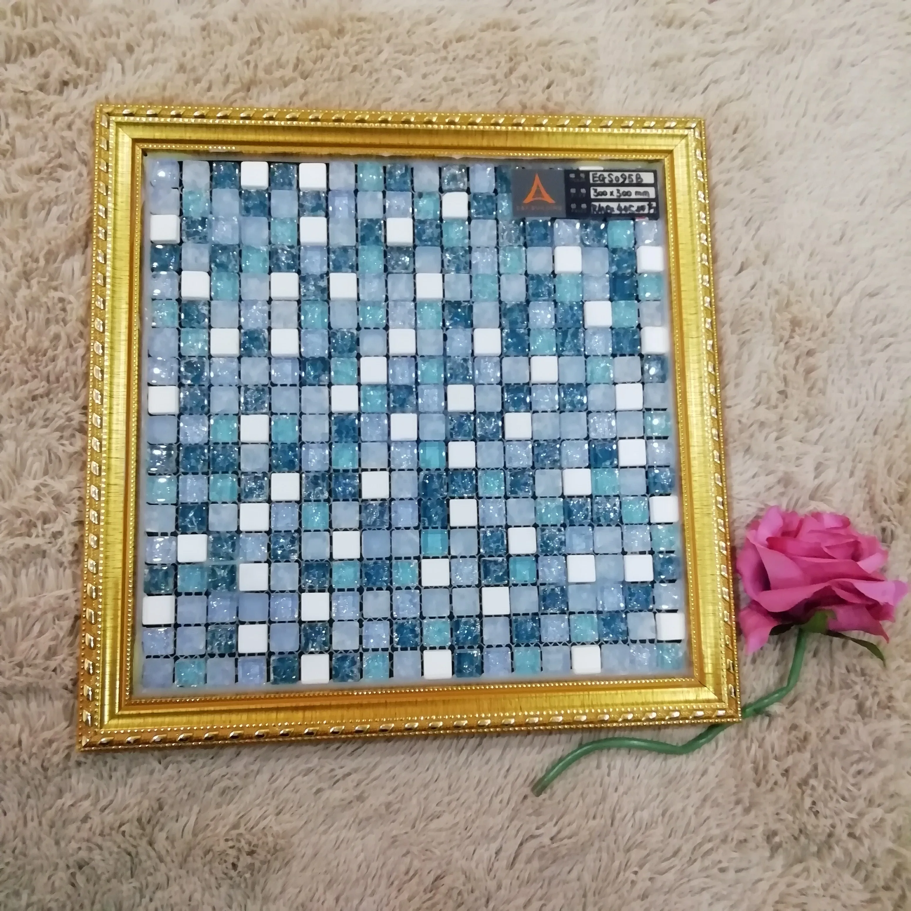 
Colors mixed white glass stone mosaic tile for interior finish 