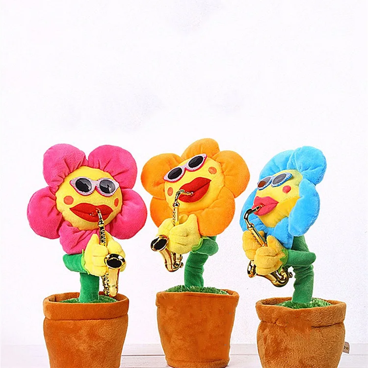 
electric sunflower singing dancing saxophone plush musical toys for children 