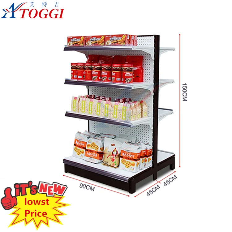 Односторонняя металлическая полка супермаркета настенная полка-стеллаж