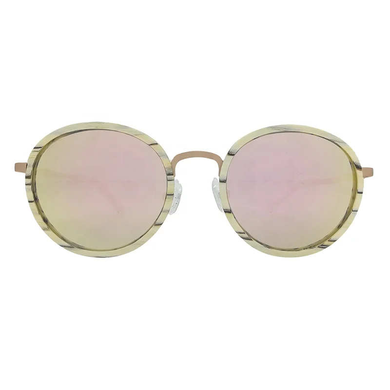 Round Shape Natural Color Handmade Wooden Polarized Sunglasses For Women Men 0171L