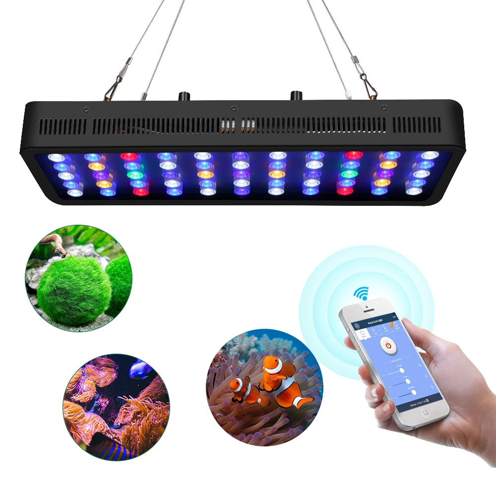 
Knob and BT Wireless 0%-100% Dimmable 3 Channels Aquarium LED Lighting Reef LED Light 