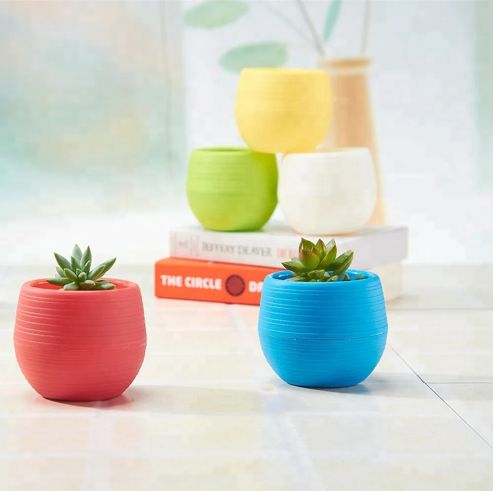 Mini Round Plastic Plant Flower Pot for Garden Home Office Decor