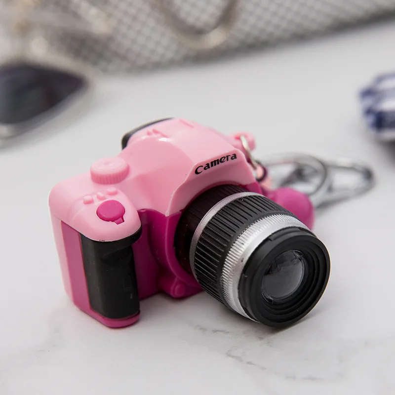 Ins cell phone shell accessories simulation SLR camera LED luminous sounding Keychain