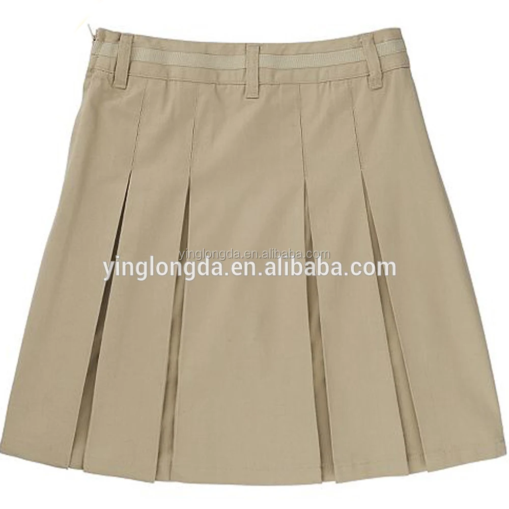 
Khaki Pleated Office Wear Bank Uniform Skirt 