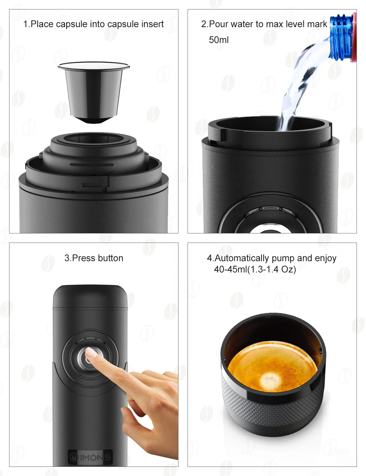 Portable coffee machine espresso capsule outdoor coffee maker with CE Rohs GS LFGB
