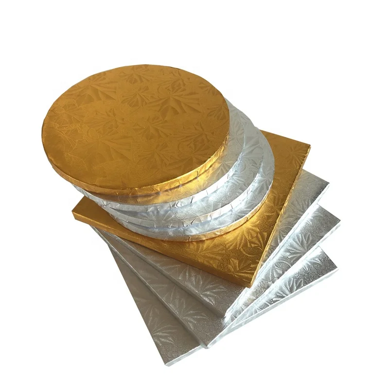 Factory Disposable Two Layer Durable 6 8 10 12 inch Silver Foil Corrugated Hard Cake Base Pad Board Circle Drum