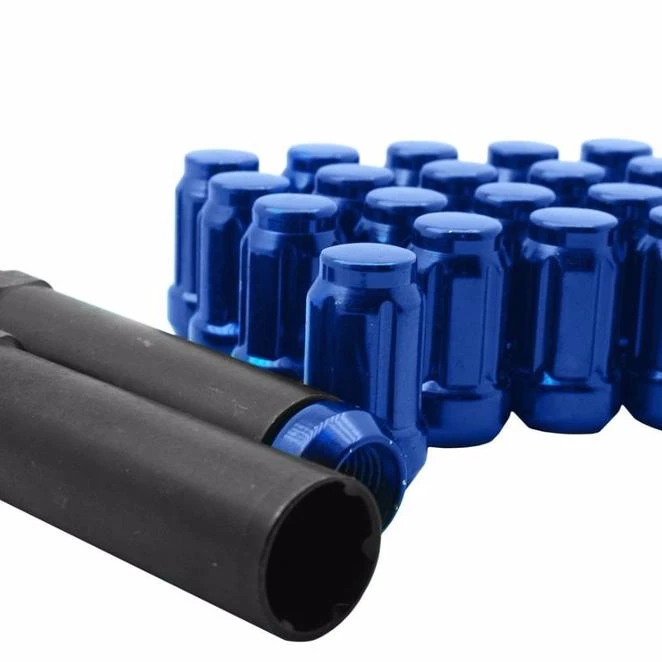 Strength Auto Car Accessories 6 Spline , Blue Wheel Lug Nuts Tapered Close