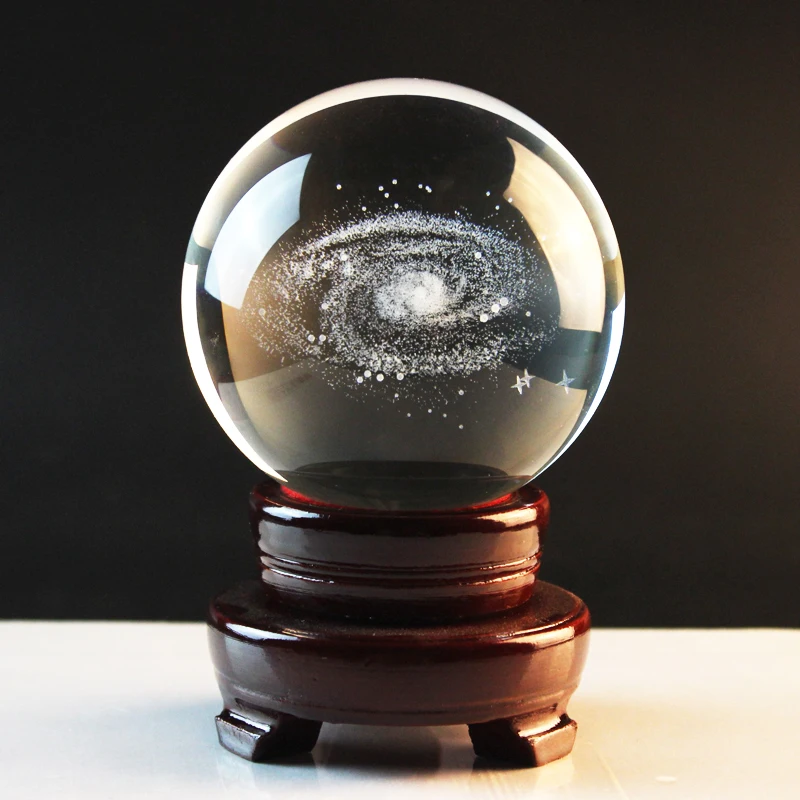 3D Laser Engraved K9 Crystal glass Ball Sphere Home Decoration Accessories Gifts