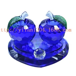 Wholesale Faceted Engraved Double Crystal Apples With Base Paperweight Valentine Day Present