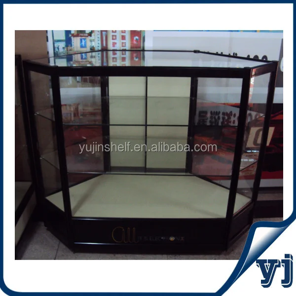 Titanium Alloy Glass showcase Kiosk Design/ Jewelry Kiosk showcase Used in Shopping Malls